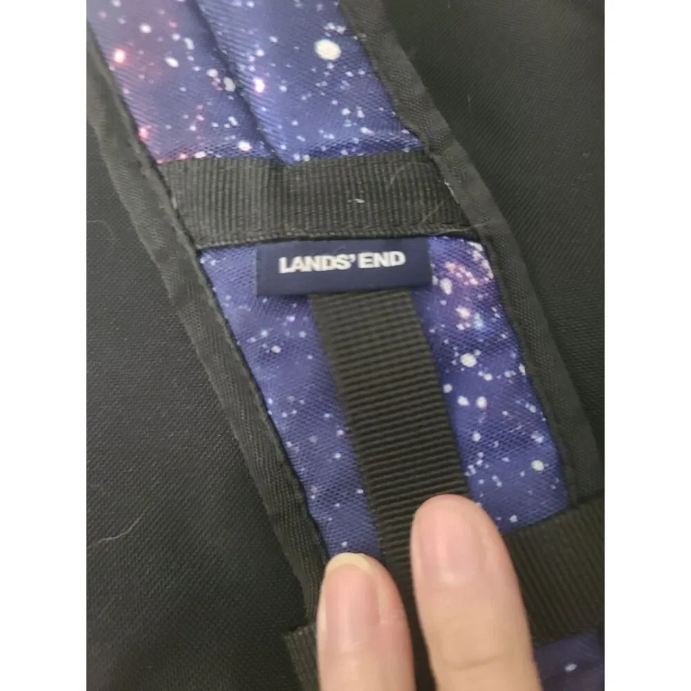Lands End Class Mate Large Backpack Galaxy Print with Embroidered Basketball EUC
